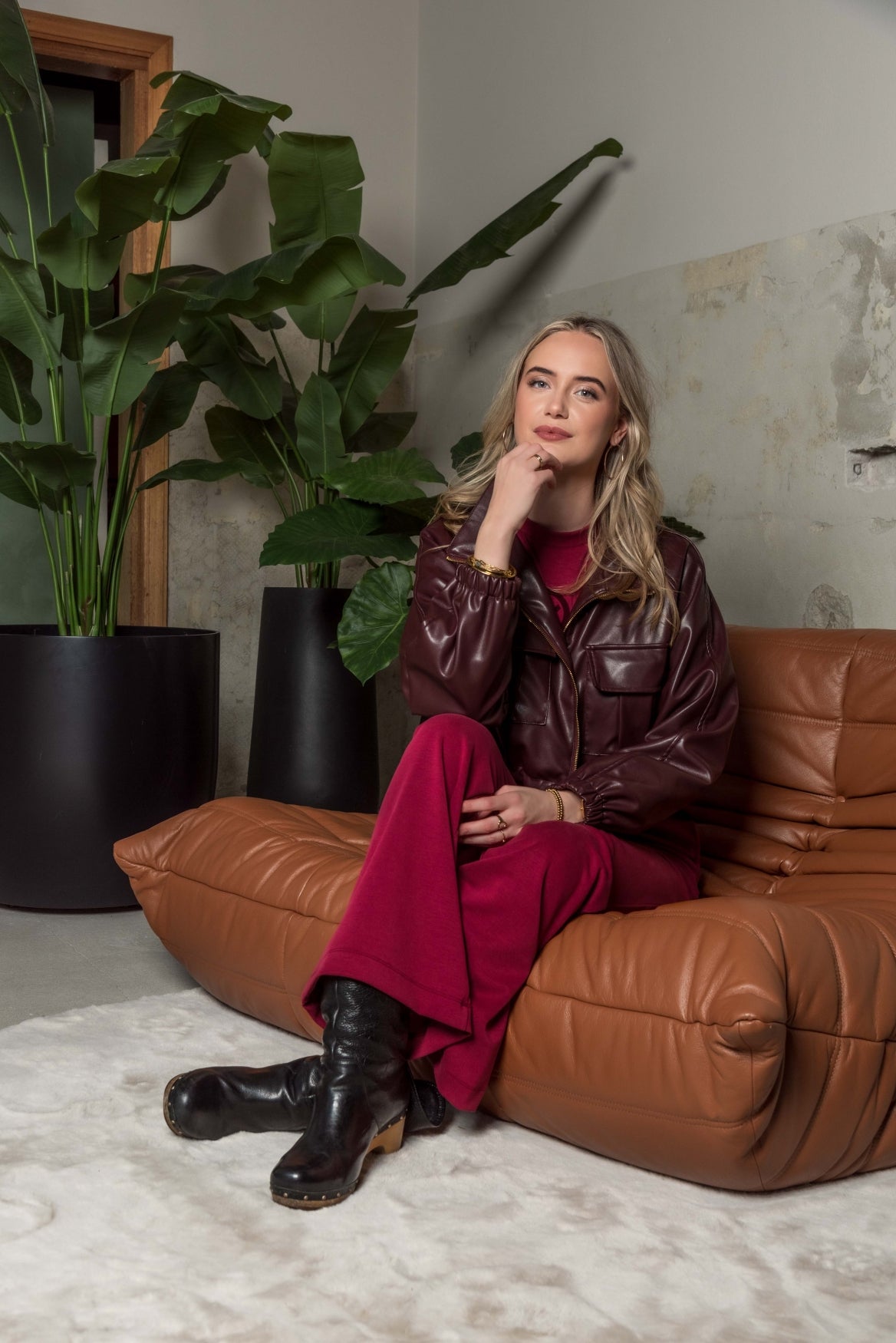 Sanna PU Stretch | Bordeaux