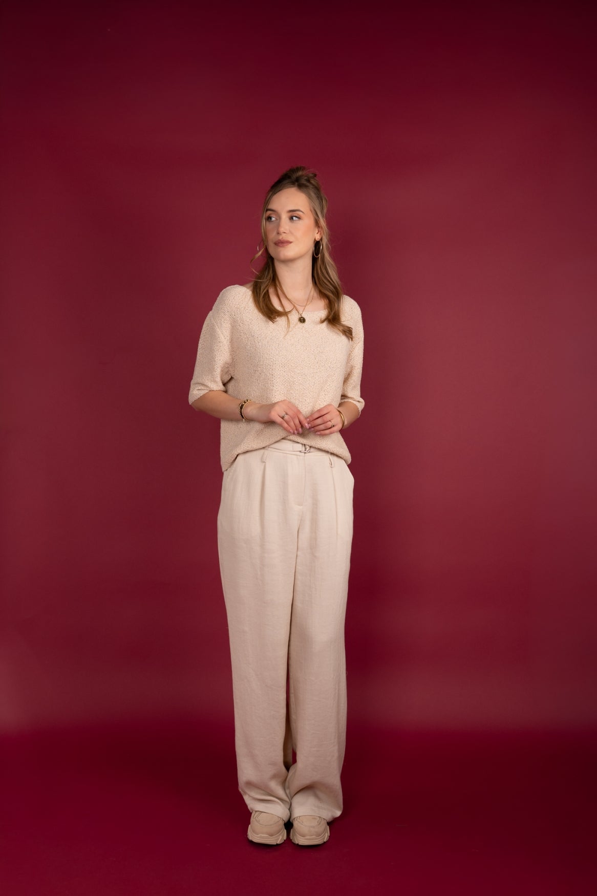 Sweater Nikkie Tape Yarn | Beige