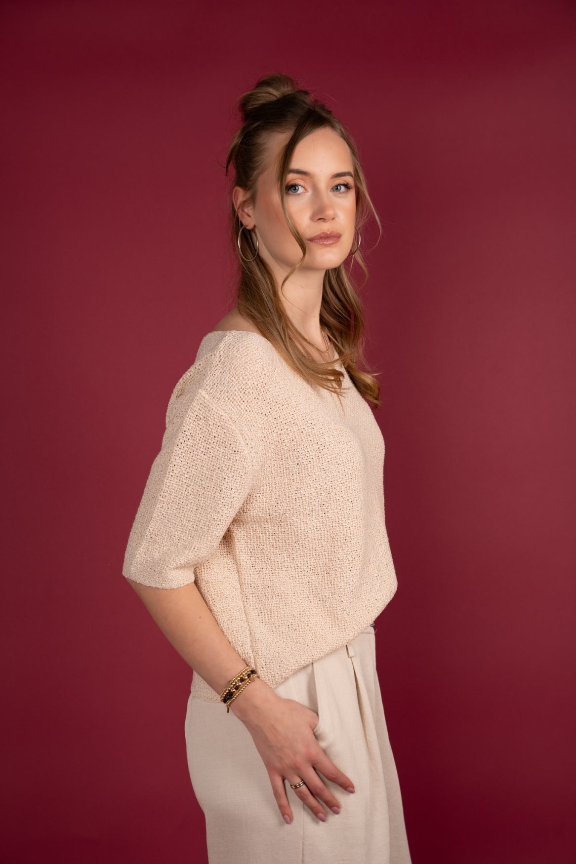 Sweater Nikkie Tape Yarn | Beige