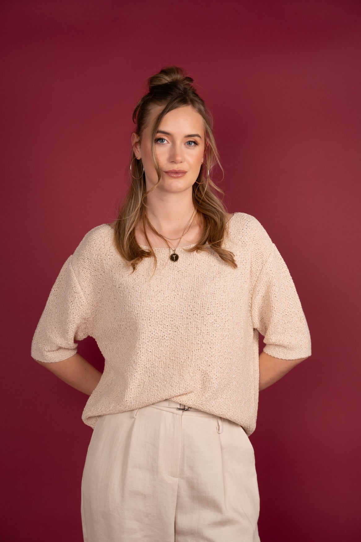 Sweater Nikkie Tape Yarn | Beige