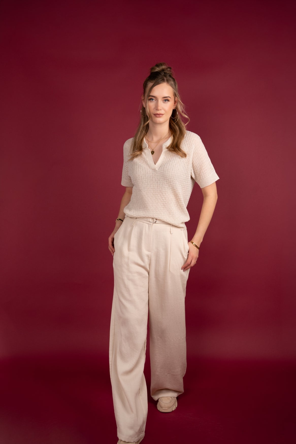 Top Nuna Knitted Linen | Light Beige