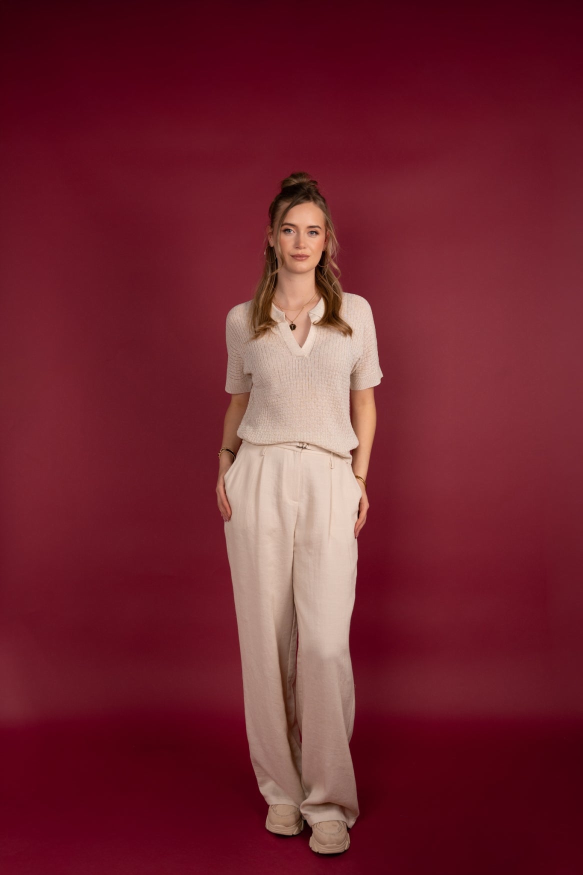 Top Nuna Knitted Linen | Light Beige