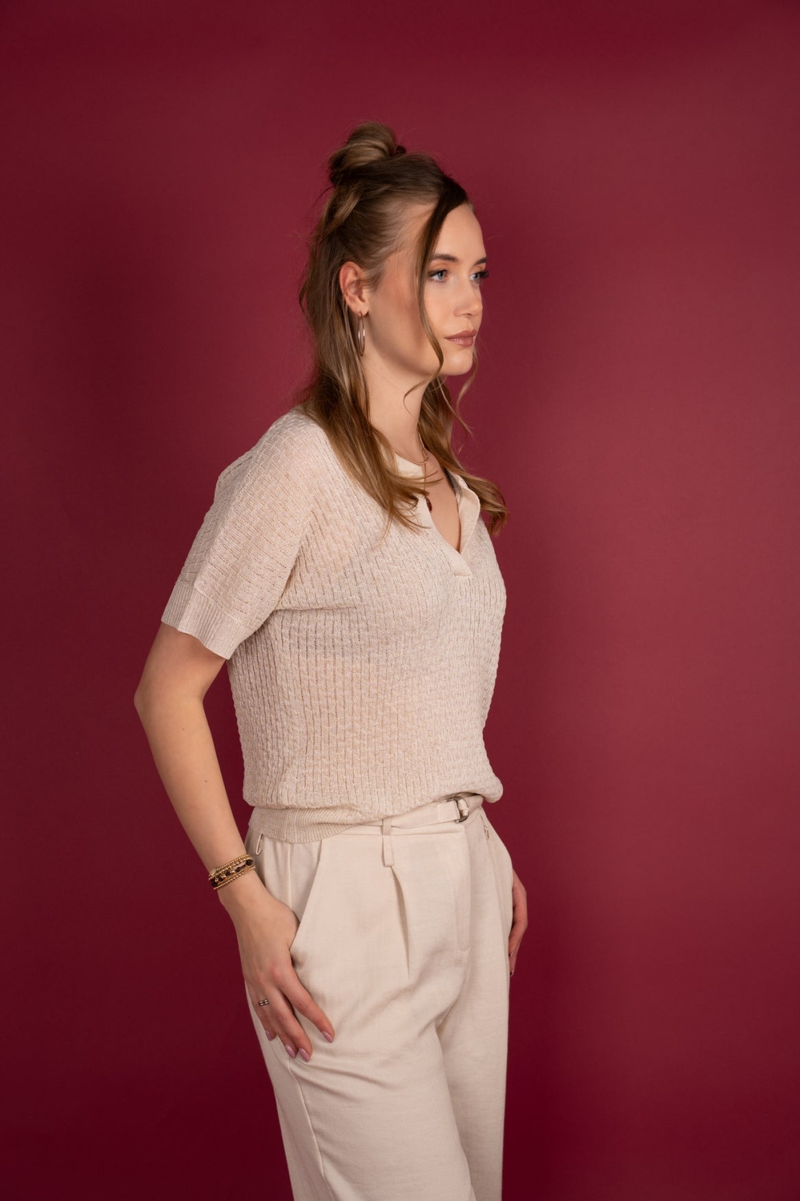 Top Nuna Knitted Linen | Light Beige