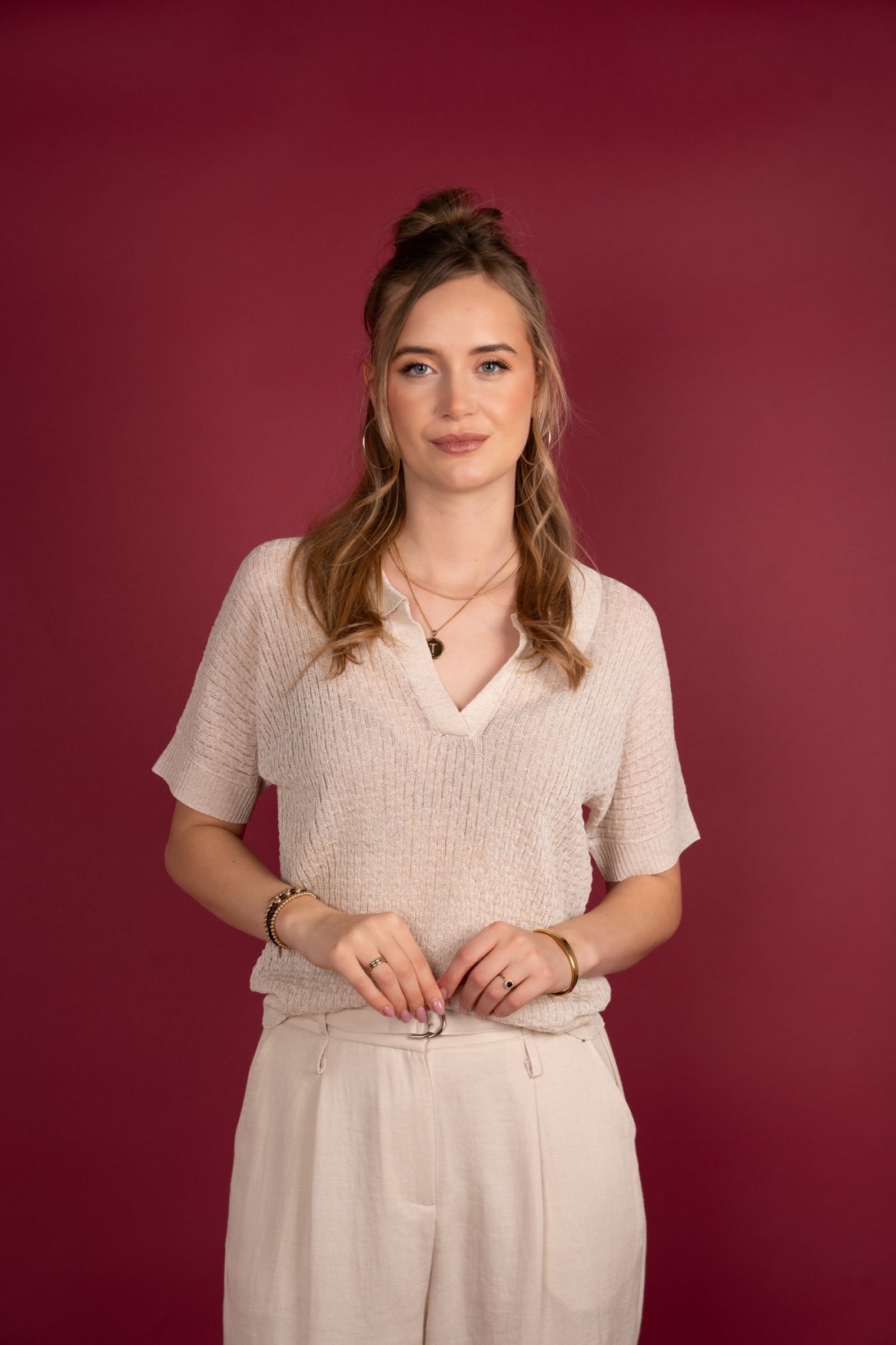 Top Nuna Knitted Linen | Light Beige