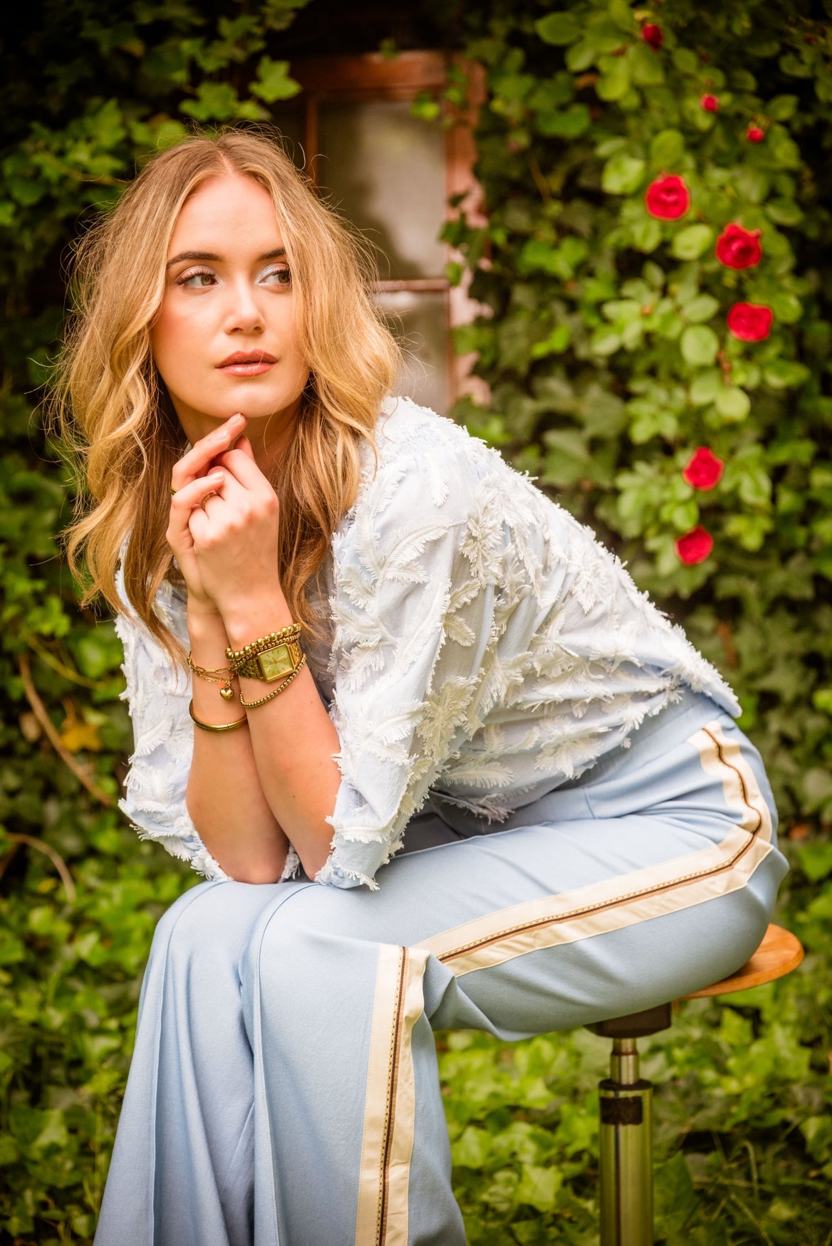 Job Leaves Embroidery | Bleu