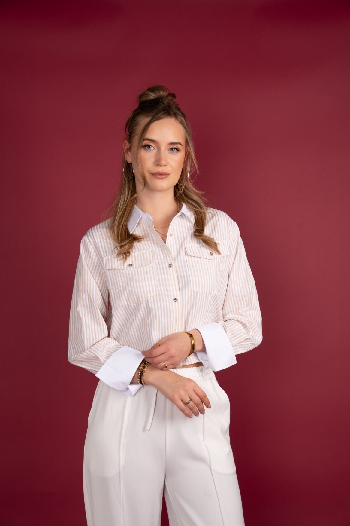 Blouse Neele Jacquard Stripe | Sand