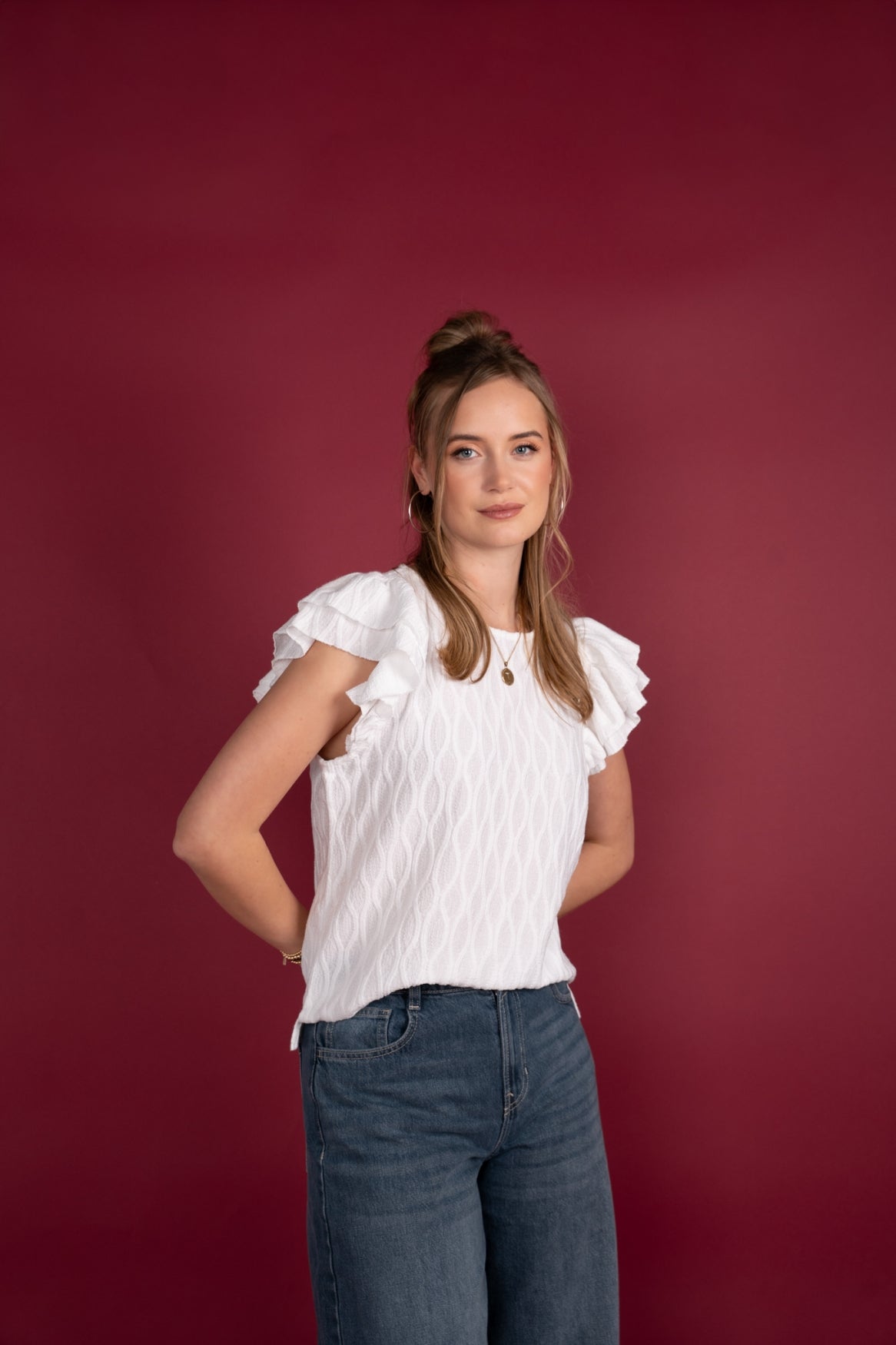 Top Celyna Wave Jacquard | White