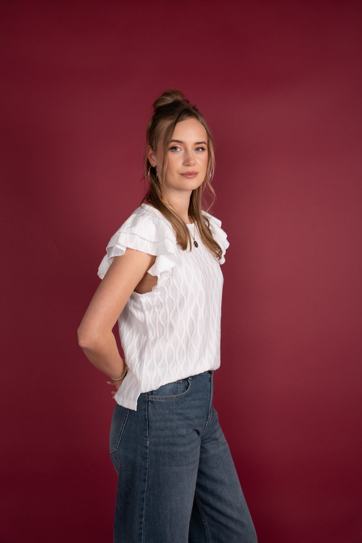 Top Celyna Wave Jacquard | White