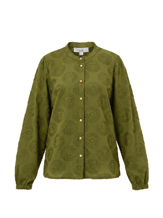 Job LS Sunny Flower Embroidery | Olive