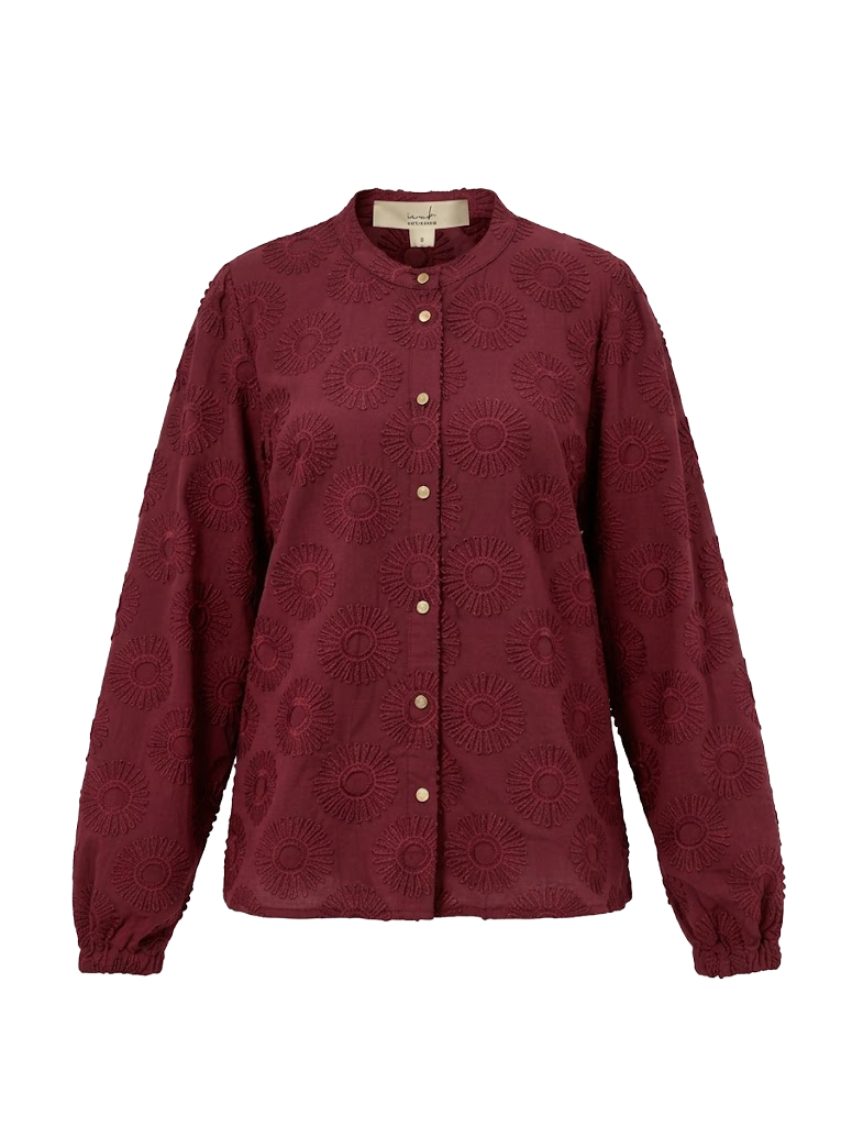 Job LS Sunny Flower Embroidery | Bordeaux