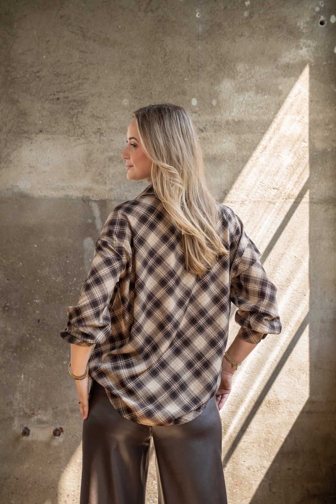 Blouse Chevron Casual Check | Brown