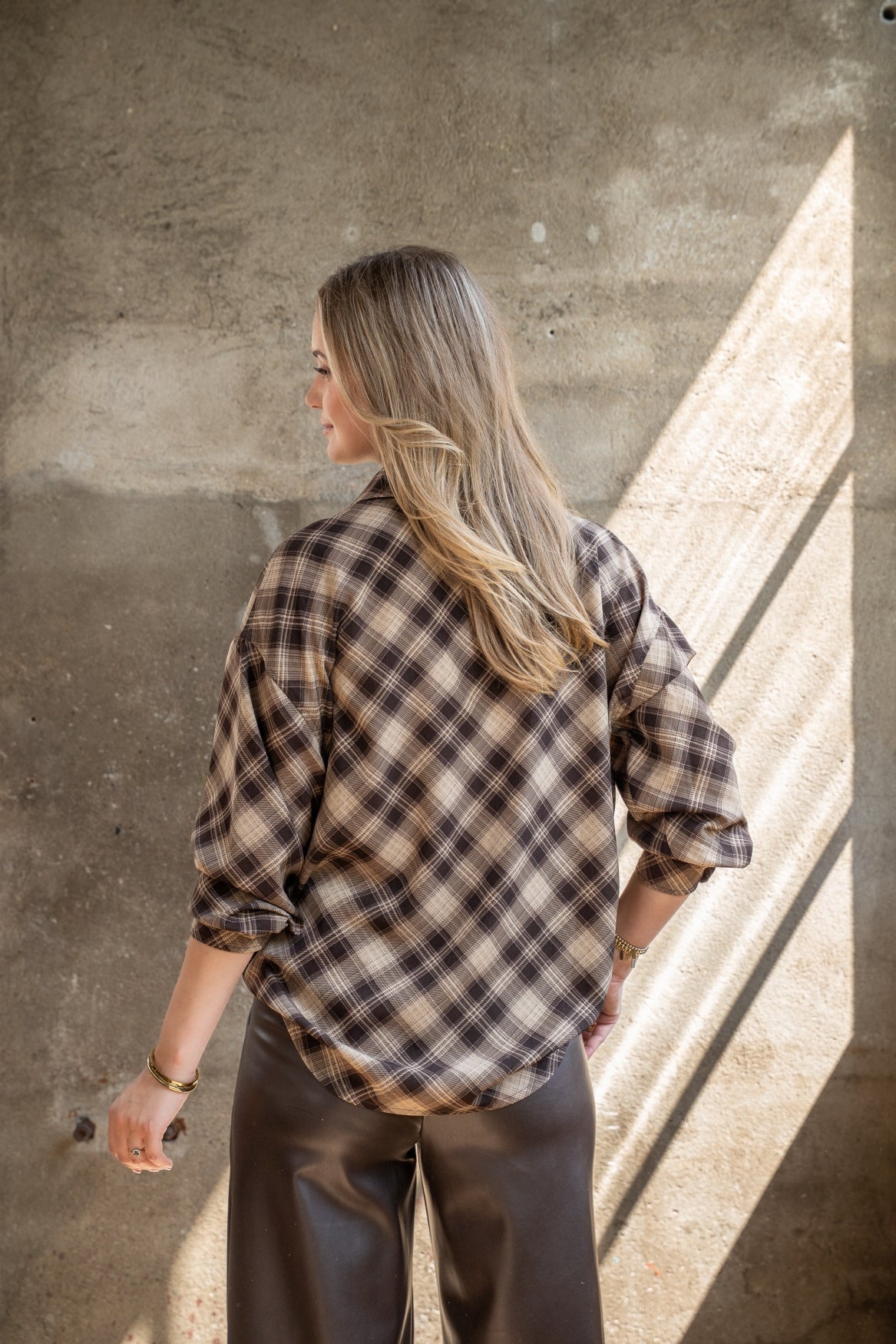 Blouse Chevron Casual Check | Brown