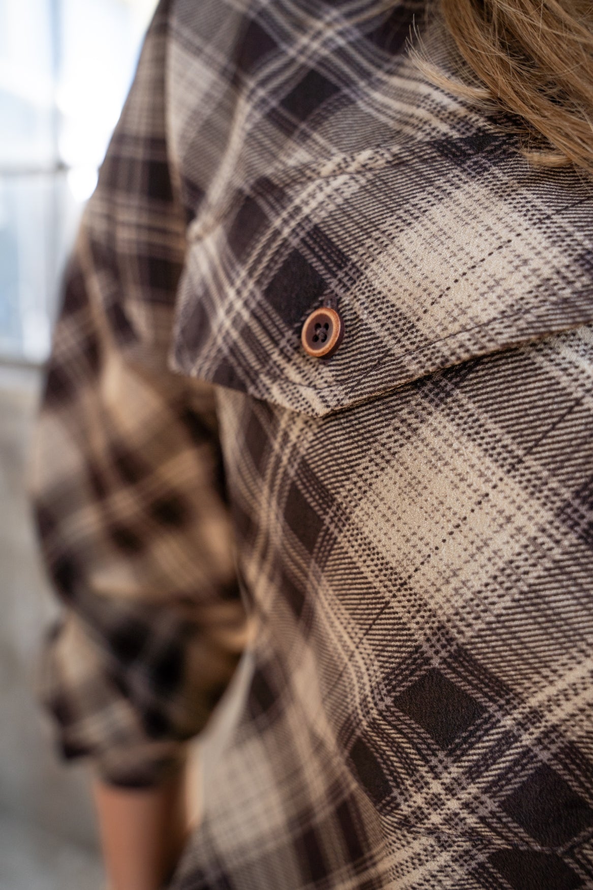 Blouse Chevron Casual Check | Brown