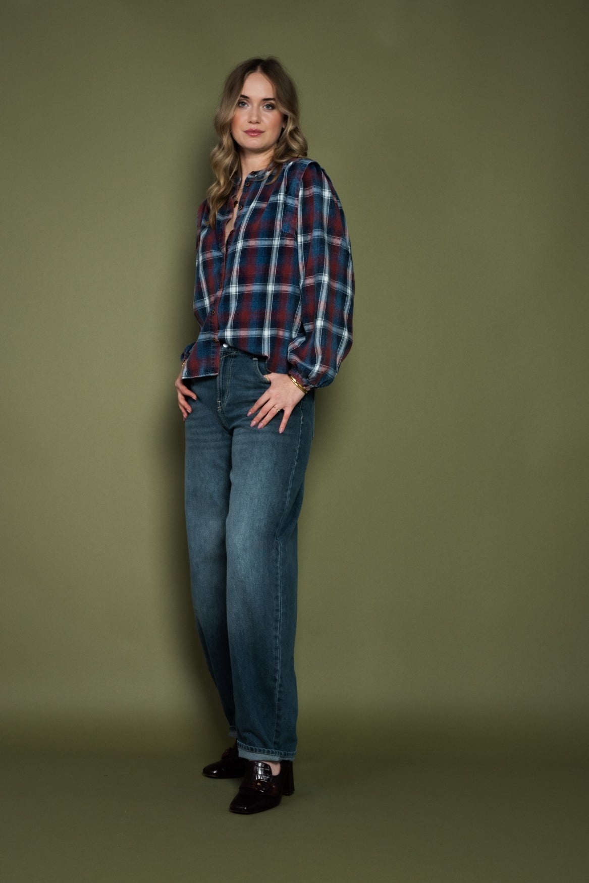 Blouse Tilde Cotton Check Snowwash | Winter Indigo