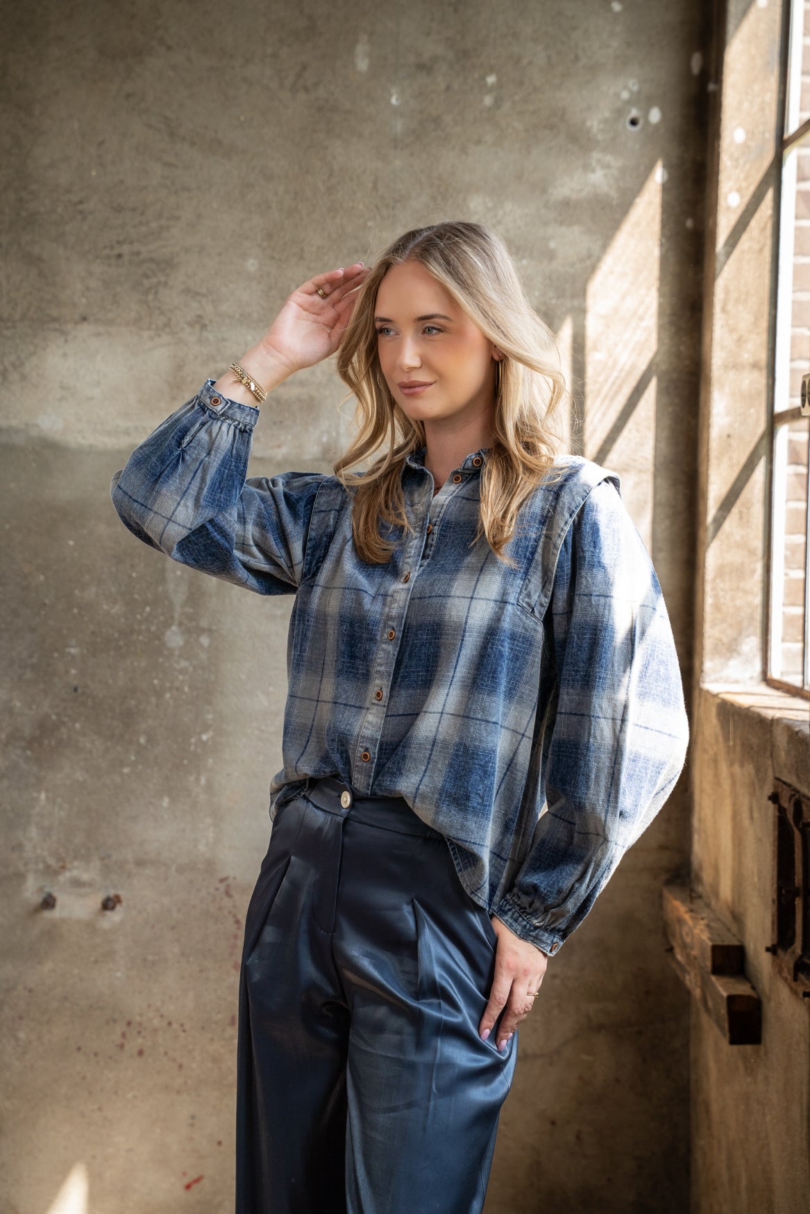 Blouse Tilde Cotton Check Snowwash | Denim