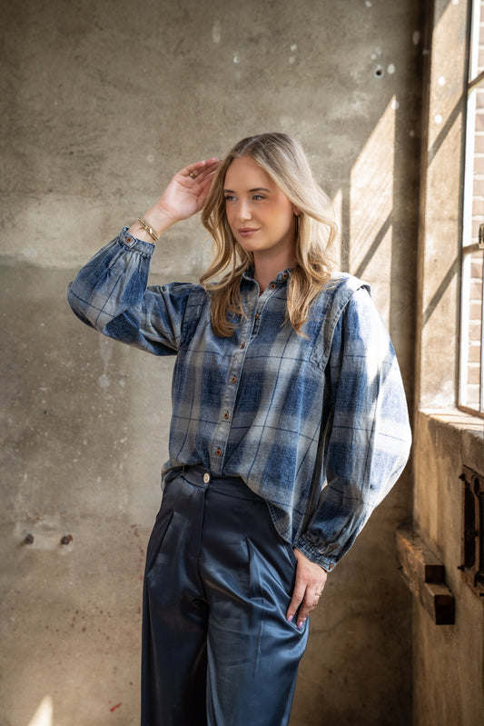 Blouse Tilde Cotton Check Snowwash | Denim