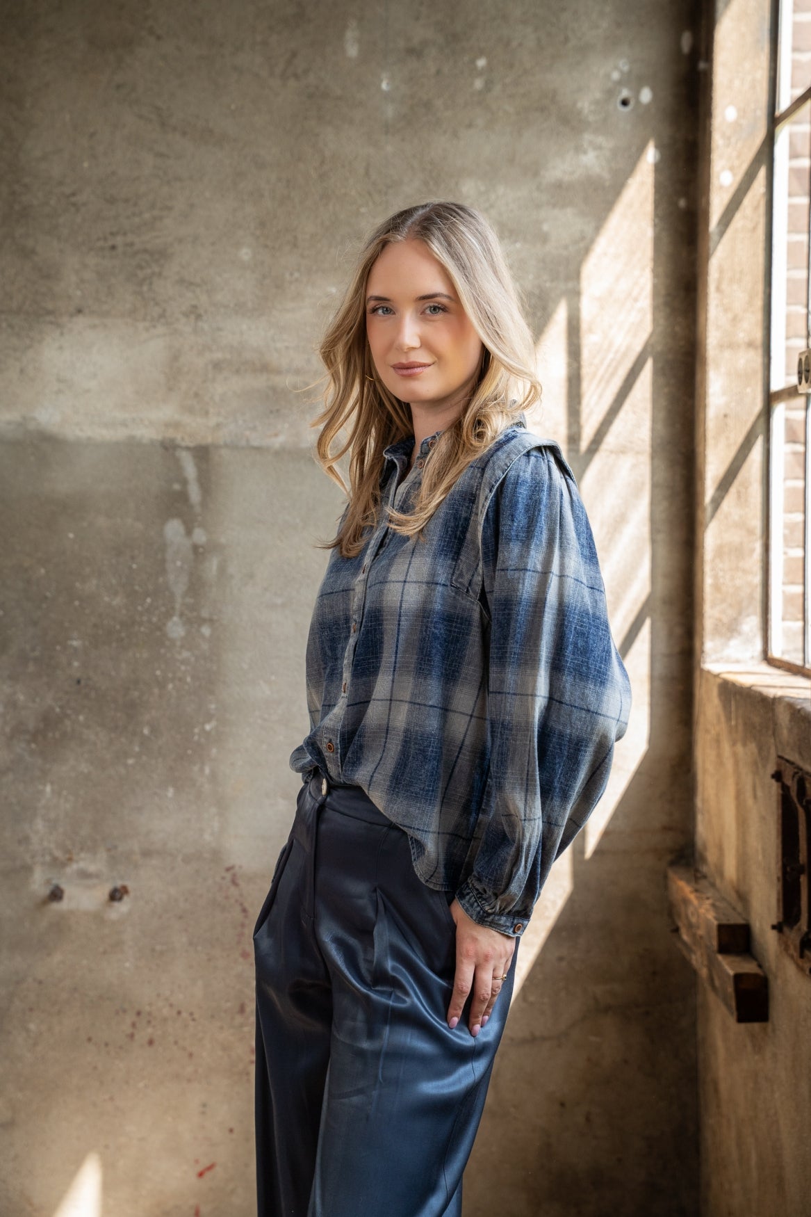 Blouse Tilde Cotton Check Snowwash | Denim