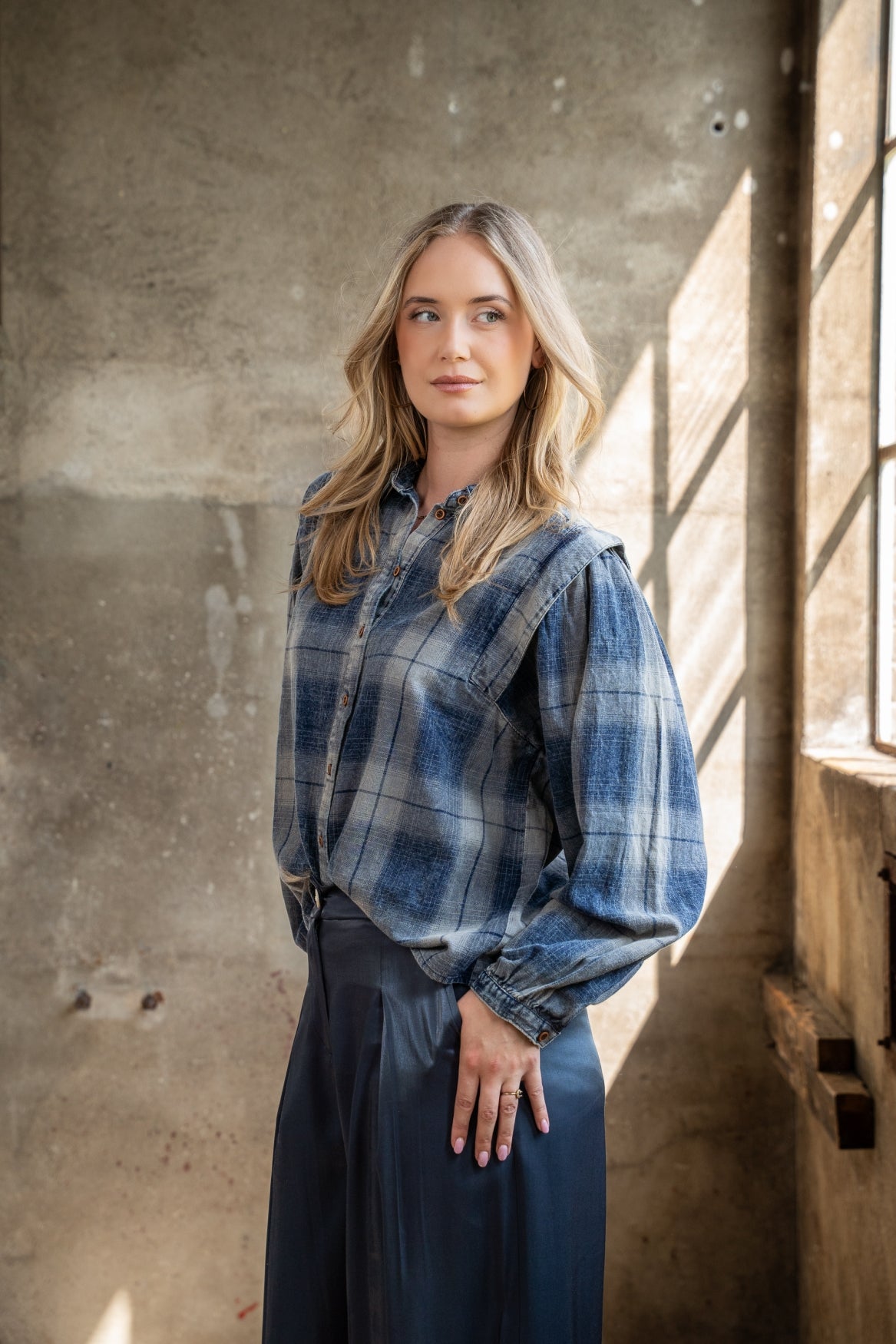 Blouse Tilde Cotton Check Snowwash | Denim