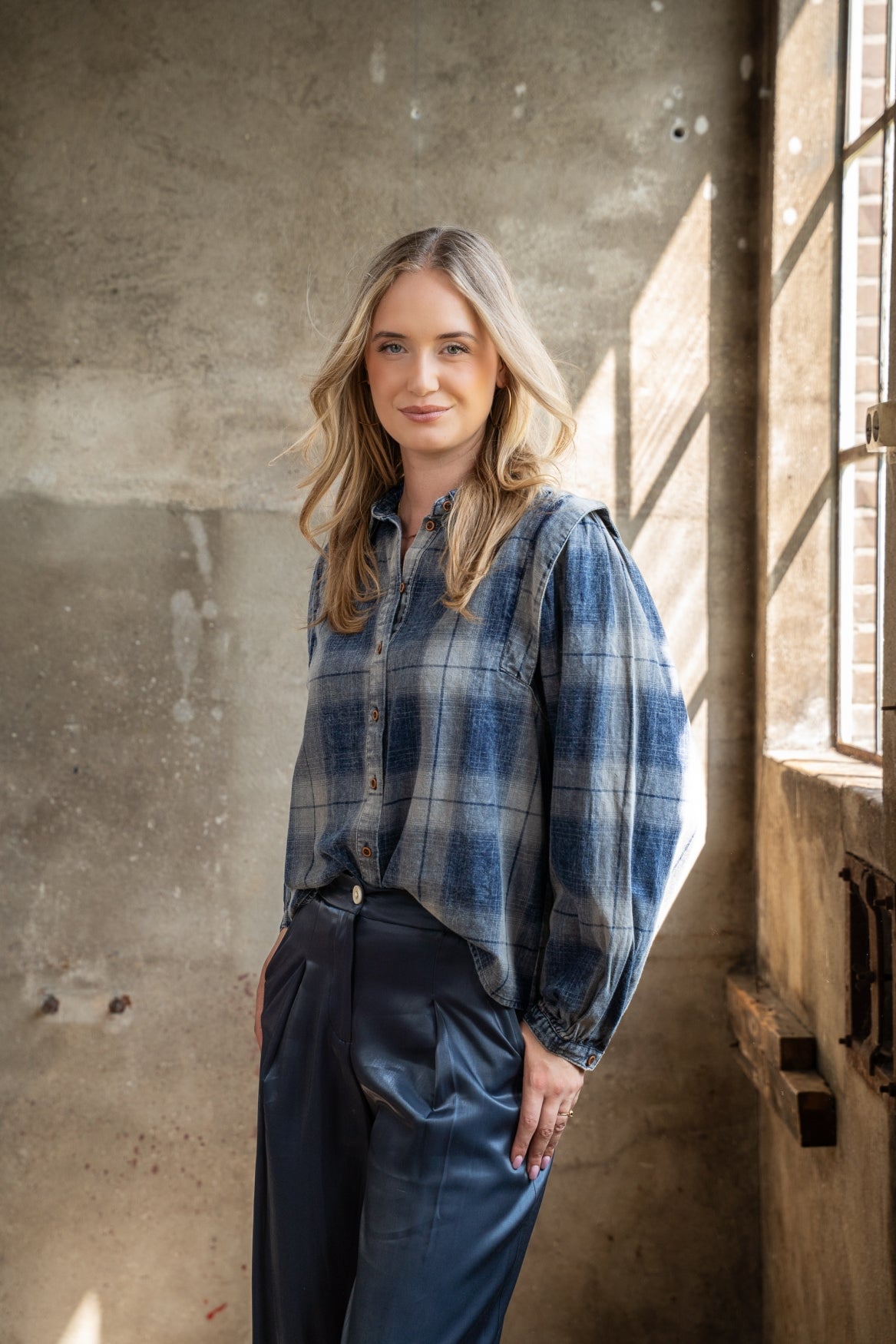 Blouse Tilde Cotton Check Snowwash | Denim