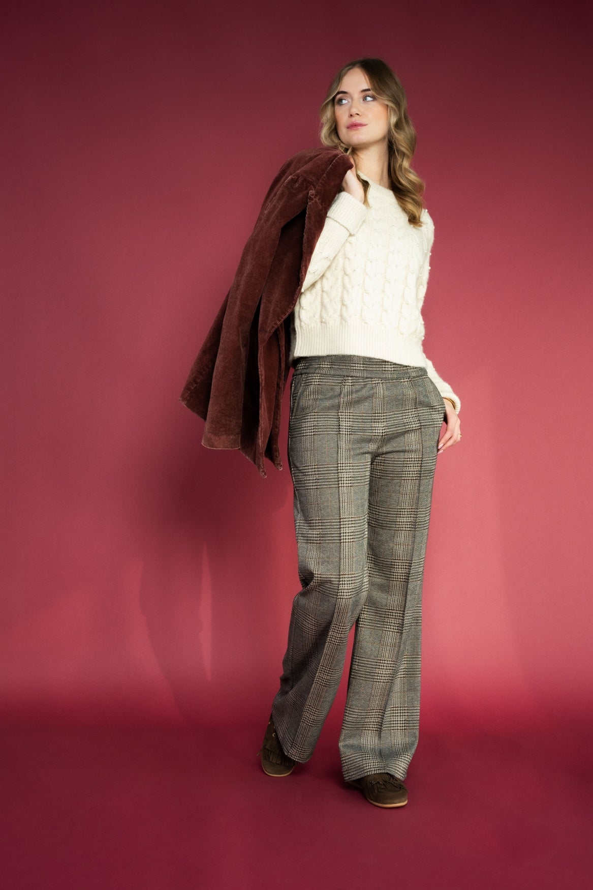 Pantalon Aleyna Knitted Check | Dark Brown
