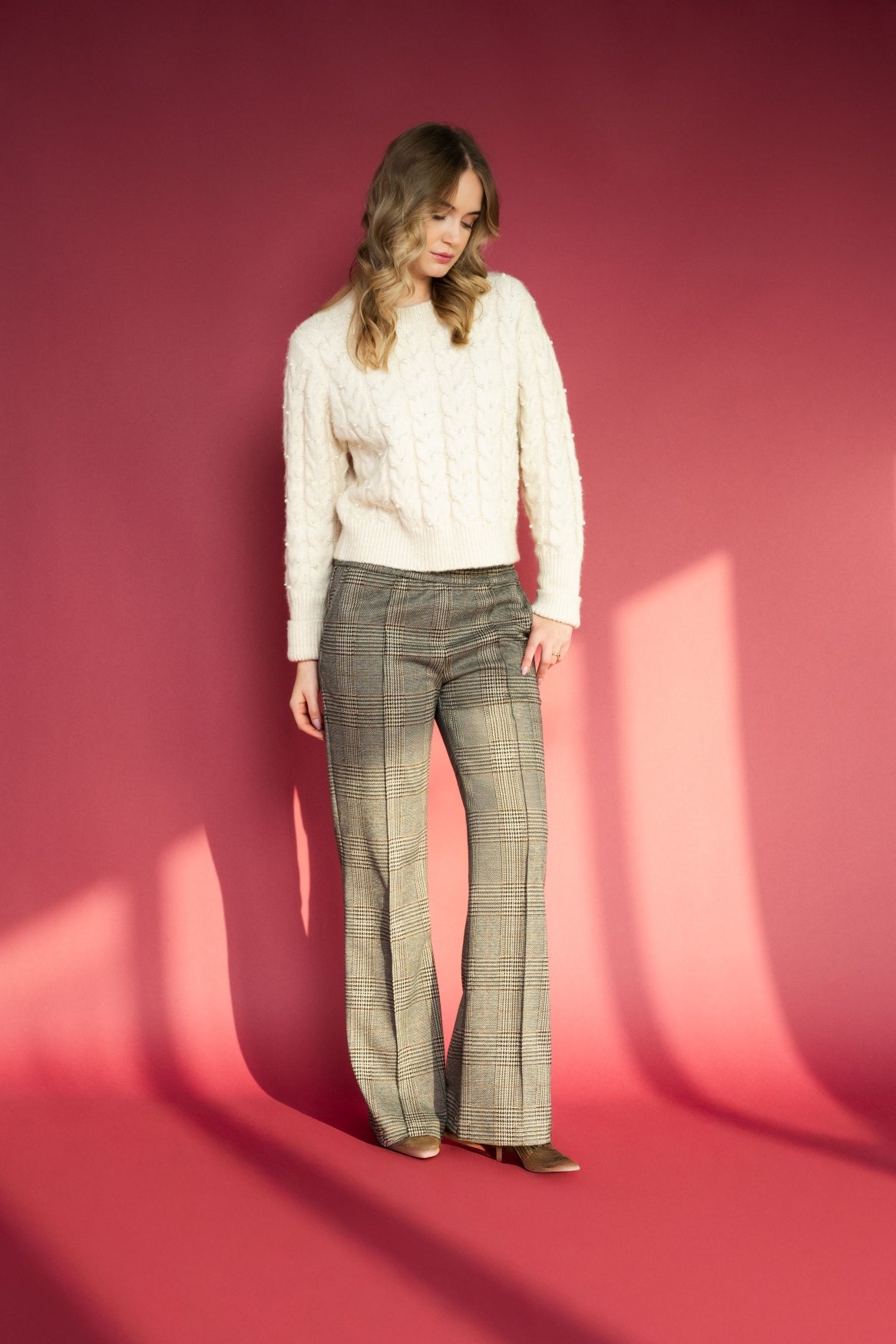 Pantalon Aleyna Knitted Check | Dark Brown