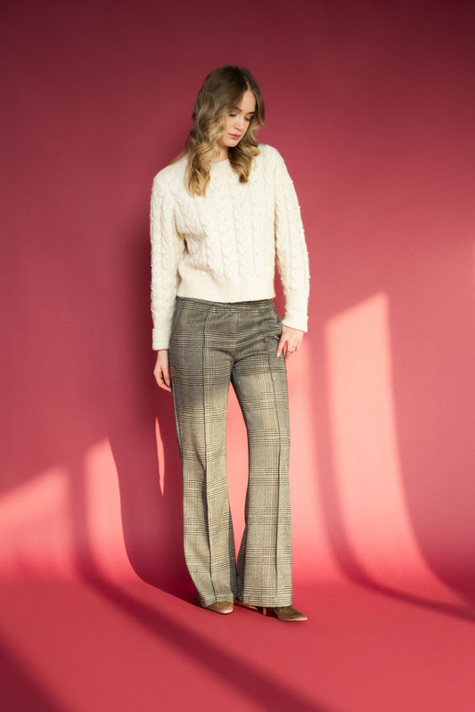 Pantalon Aleyna Knitted Check | Dark Brown