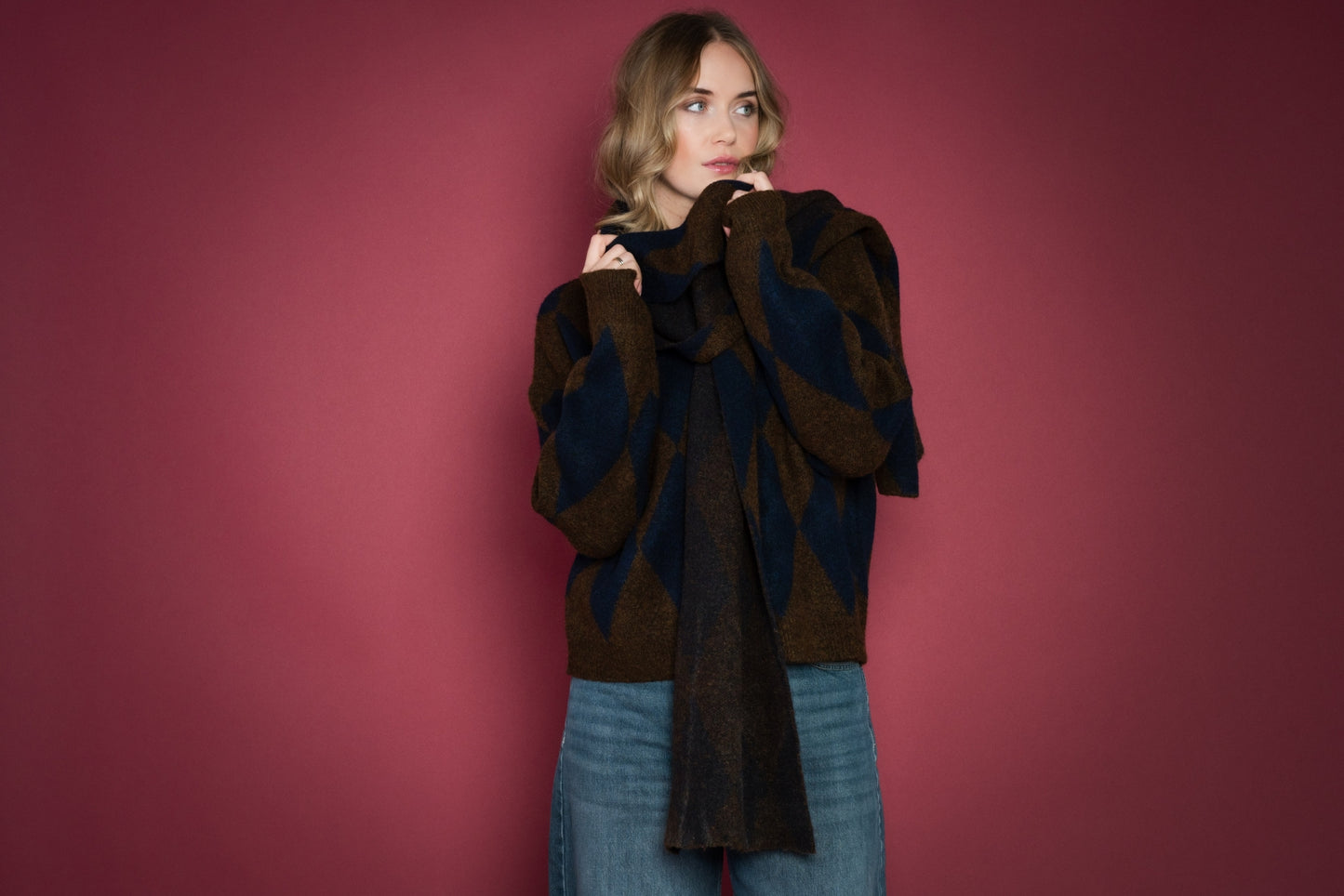 Shawl Veloura Argyle Scarf | Navy