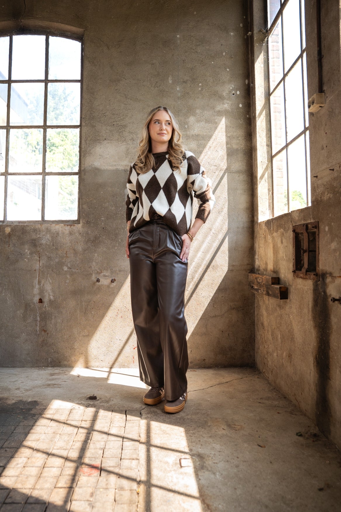 Trui Veloura Argyle | Brown