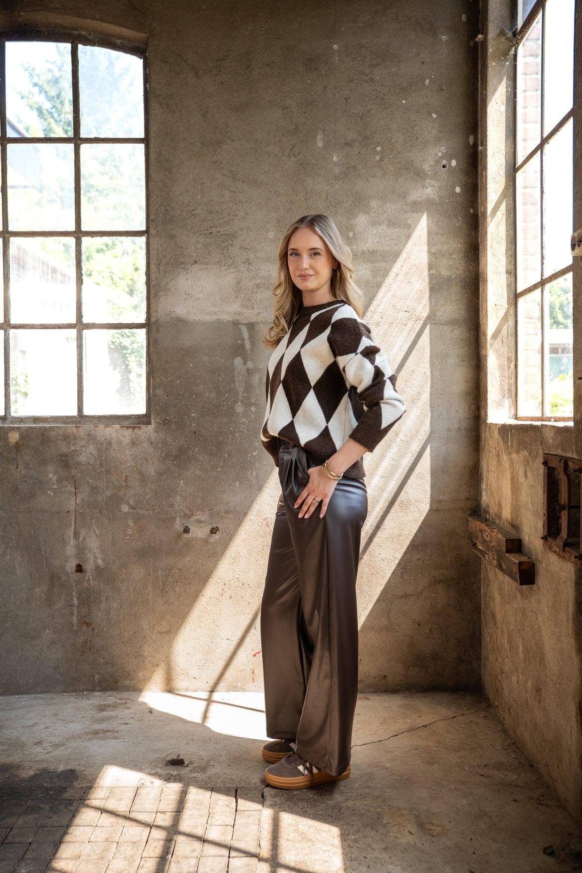 Trui Veloura Argyle | Brown