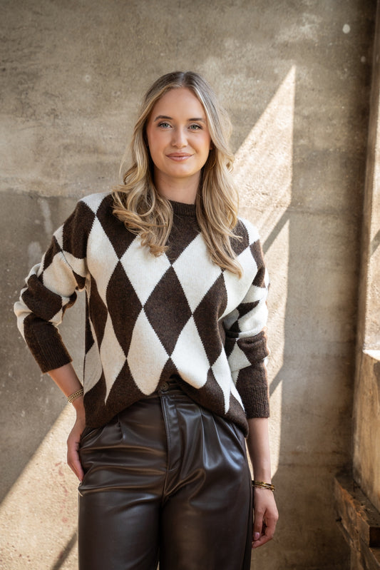 Trui Veloura Argyle | Brown