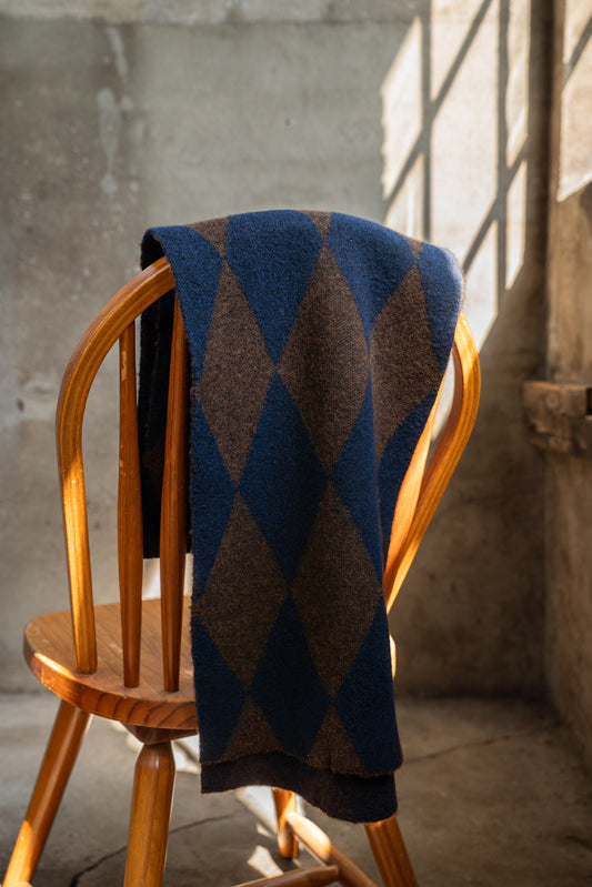 Shawl Veloura Argyle Scarf | Navy