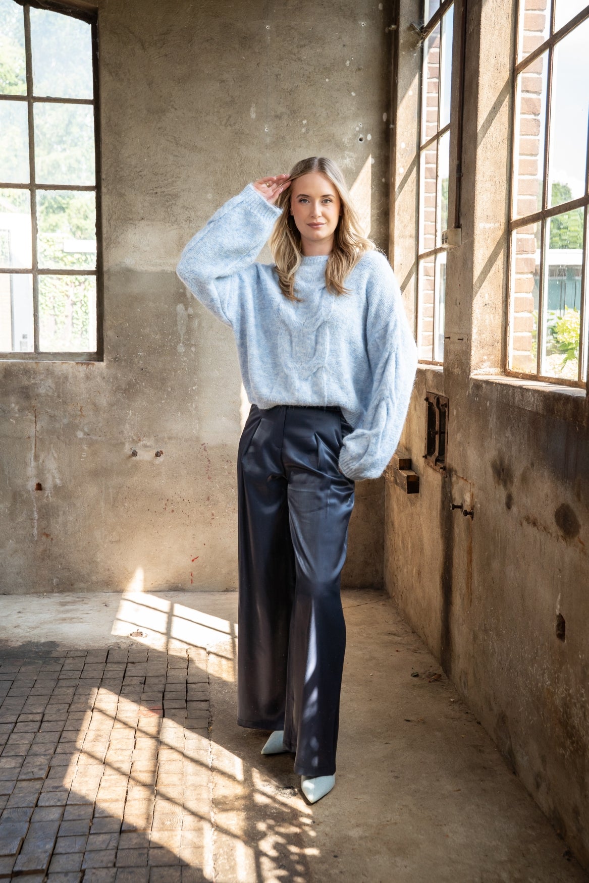 Trui Nadia Loose Knit Cable | Jeans Blue