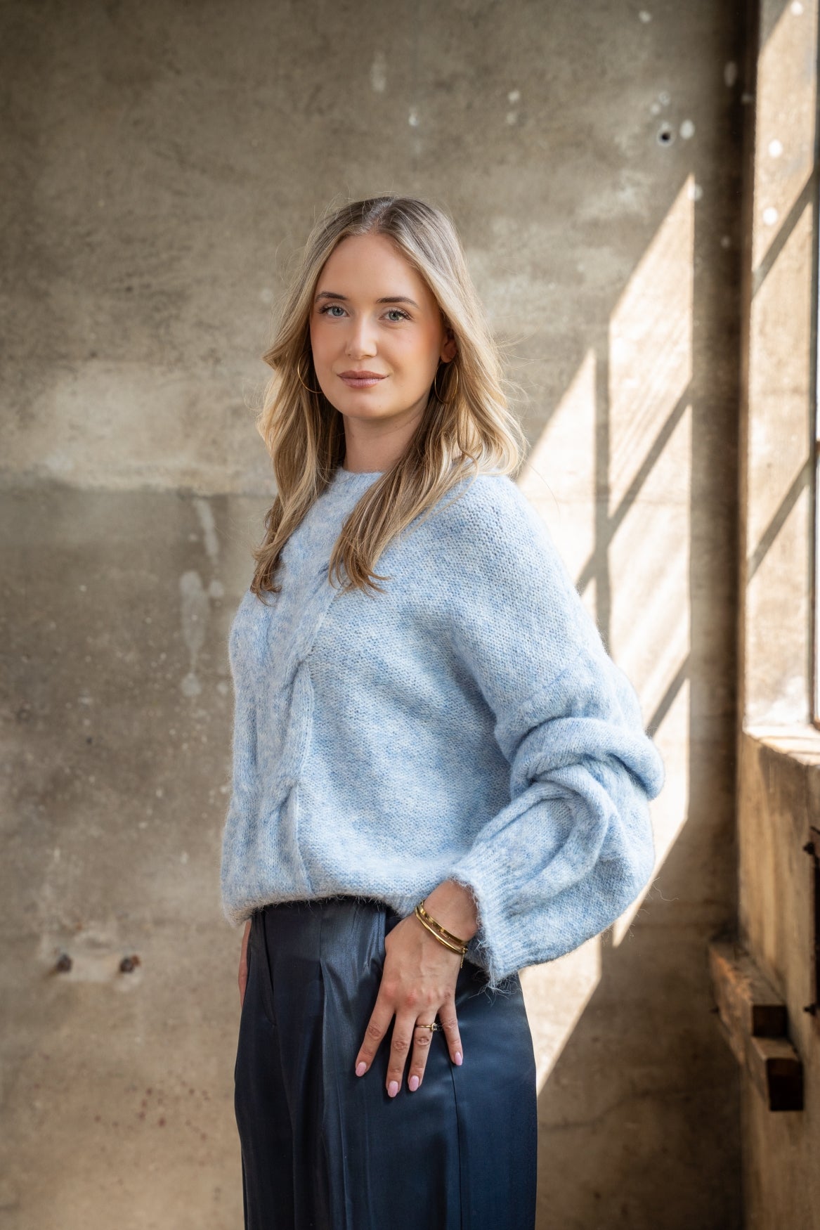Trui Nadia Loose Knit Cable | Jeans Blue