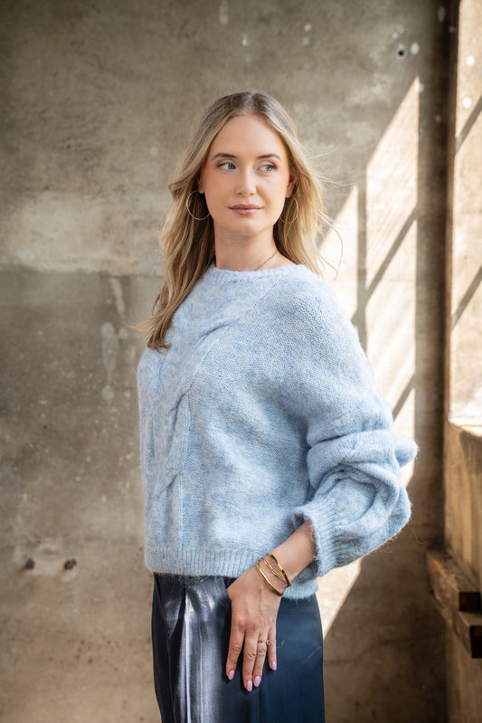 Trui Nadia Loose Knit Cable | Jeans Blue