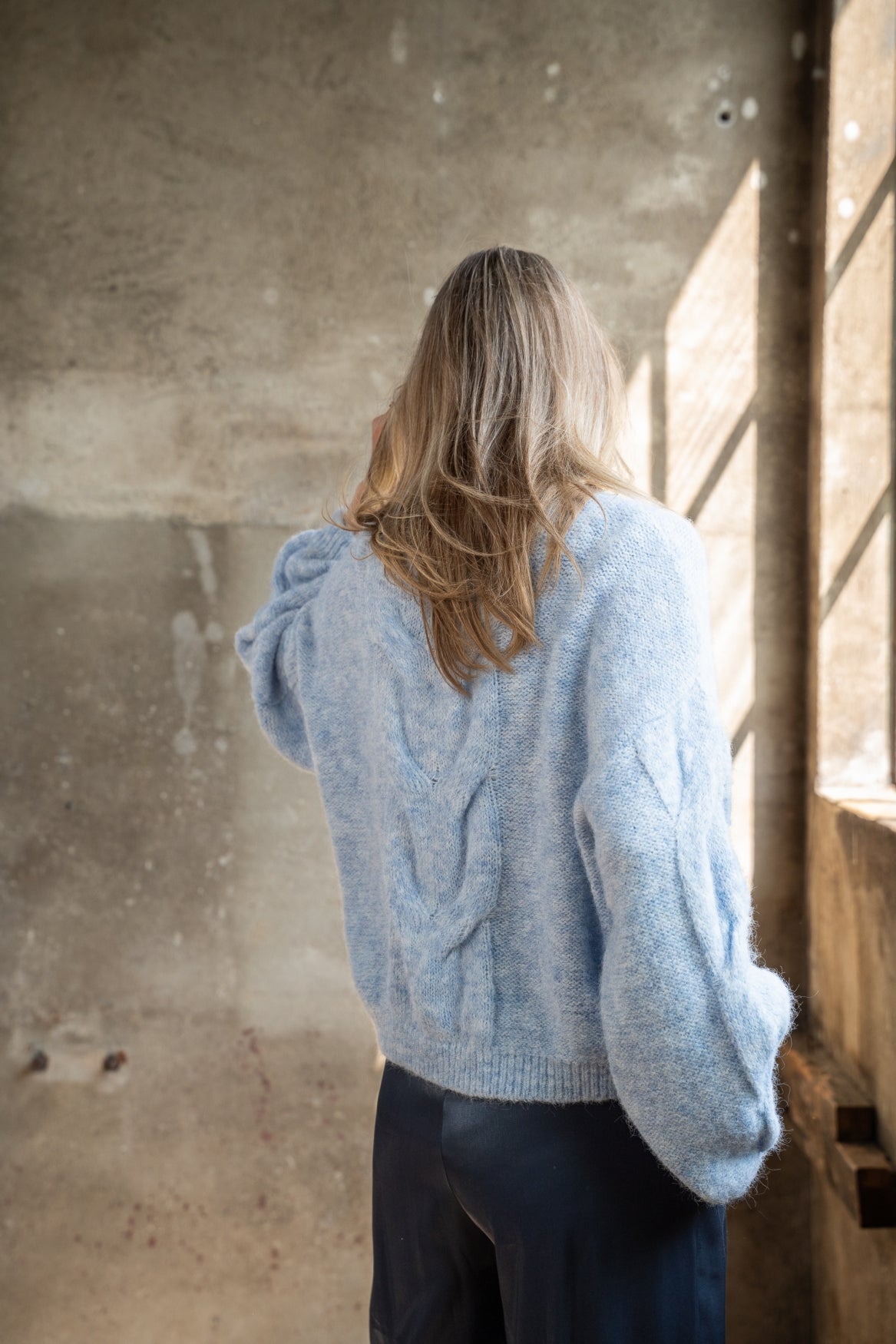 Trui Nadia Loose Knit Cable | Jeans Blue