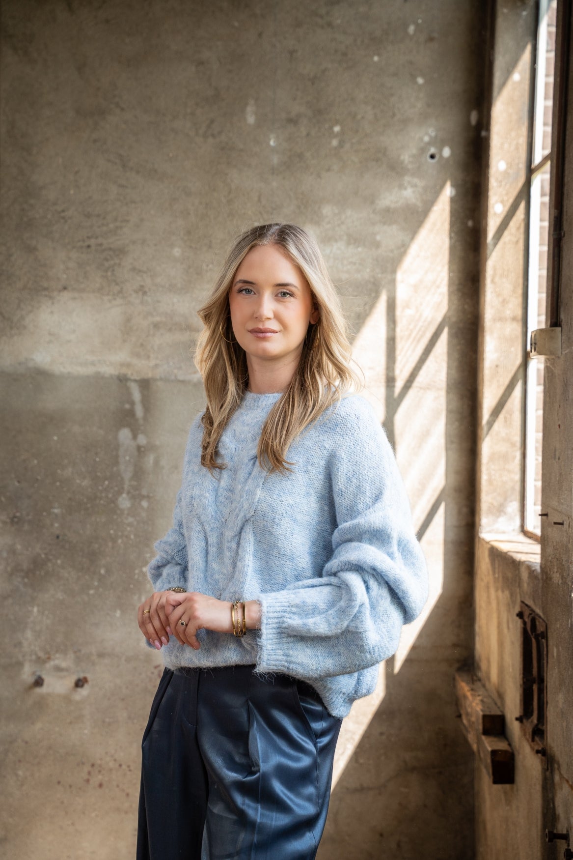 Trui Nadia Loose Knit Cable | Jeans Blue