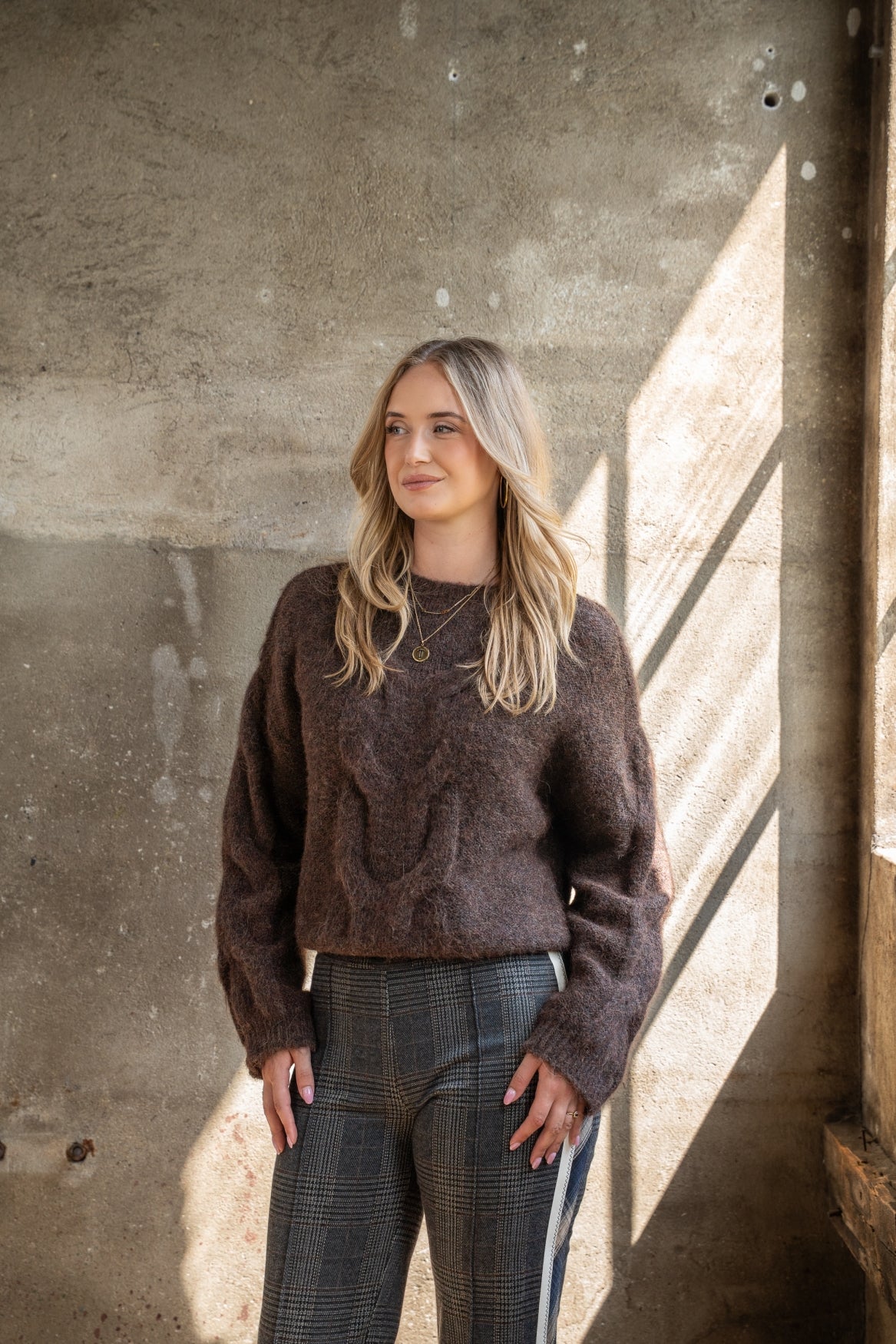 Trui Nadia Loose Knit Cable | Brown