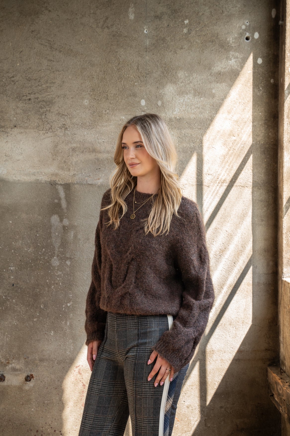 Trui Nadia Loose Knit Cable | Brown