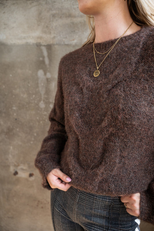 Trui Nadia Loose Knit Cable | Brown