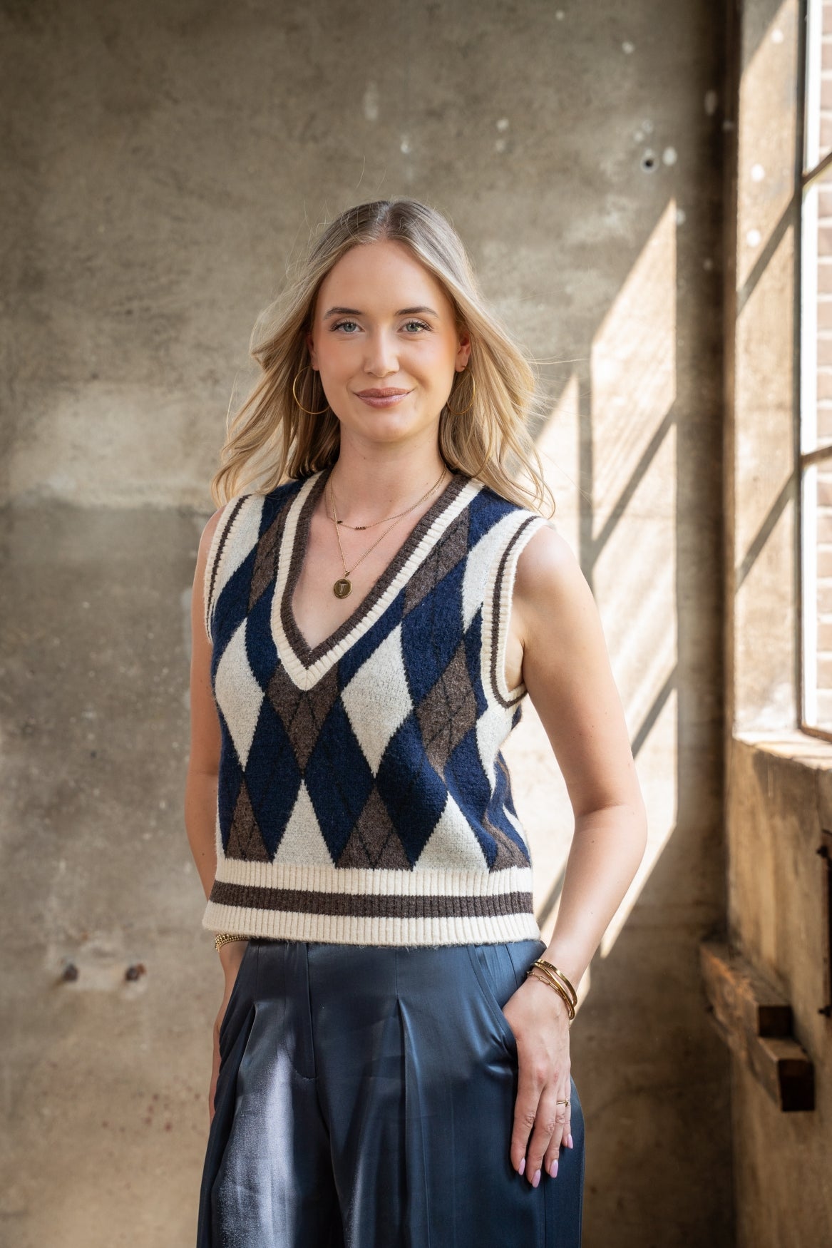 Gilet Aimy Argyle | Navy