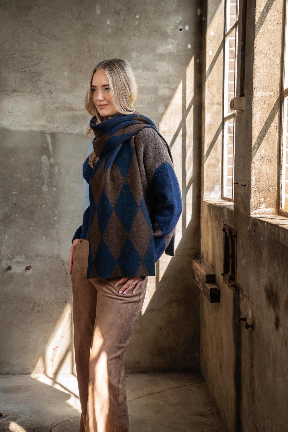 Shawl Veloura Argyle Scarf | Navy