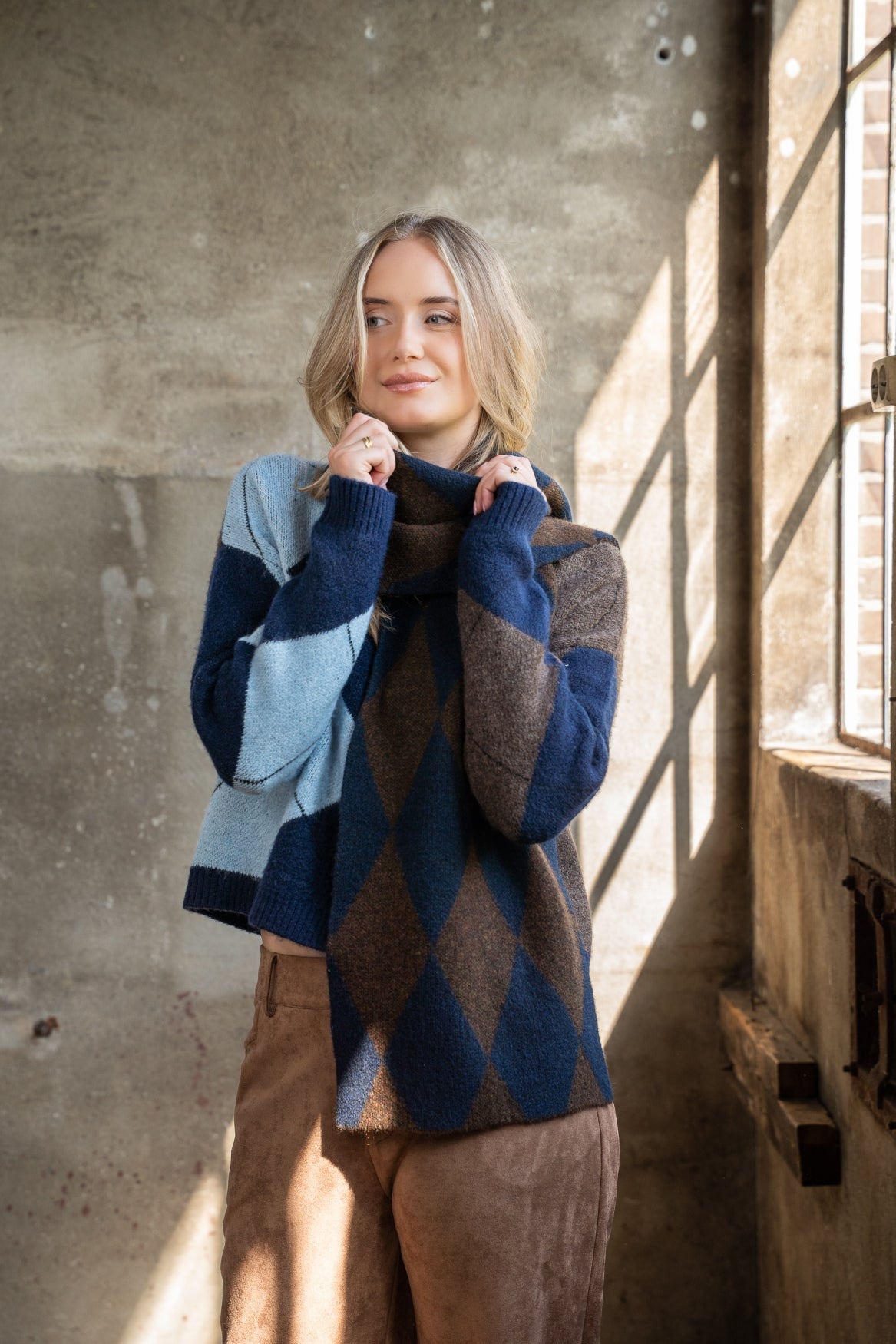 Shawl Veloura Argyle Scarf | Navy