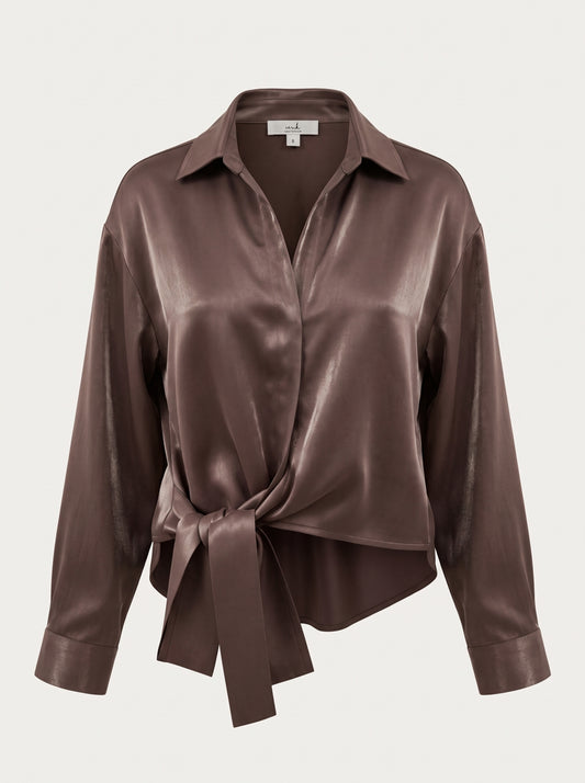 Blouse Wrap Shiny Satin | Brown