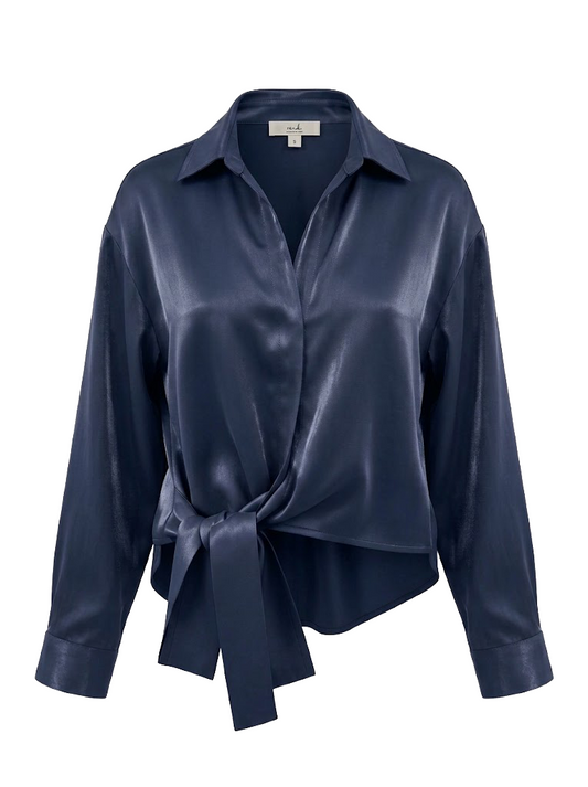 Blouse Wrap Shiny Satin | Navy
