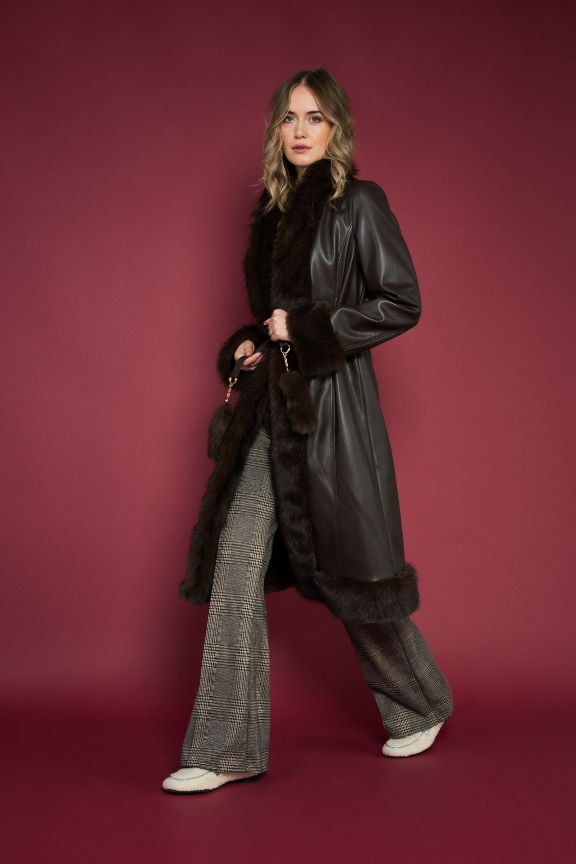 Pantalon Aleyna Knitted Check | Dark Brown