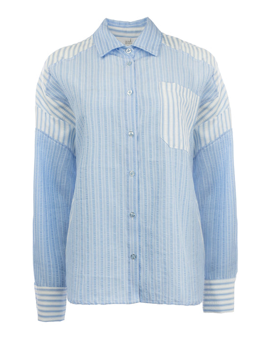 Blouse Nasra Colour Blocking Stripe | Jeans Blue