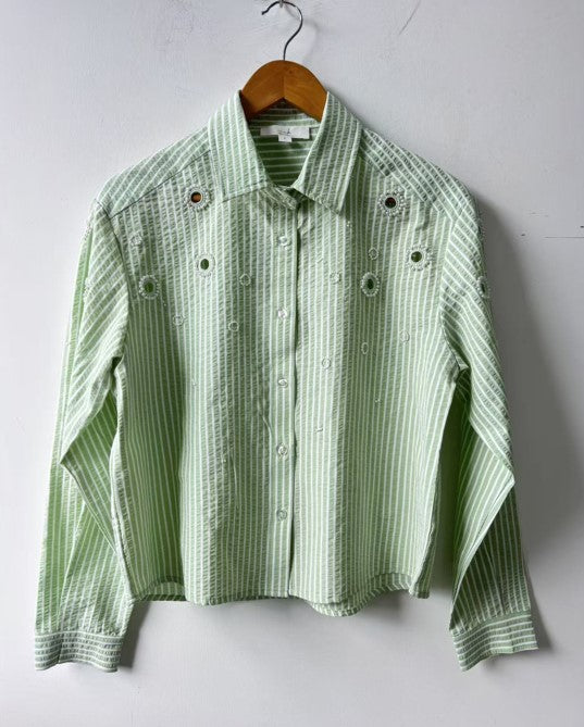 Blouse Nanou Seersucker with Pearls | Mint