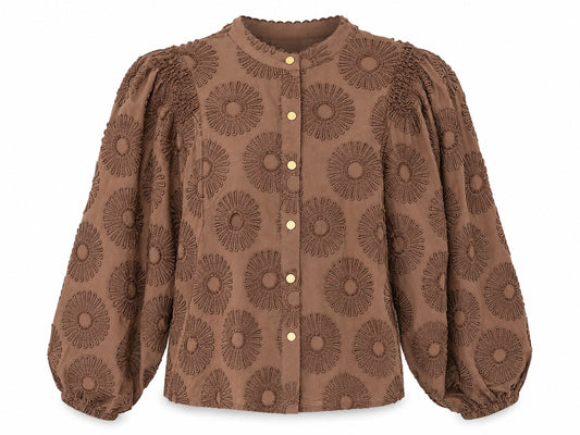 Job LS Sunny Flower Embroidery | Brown