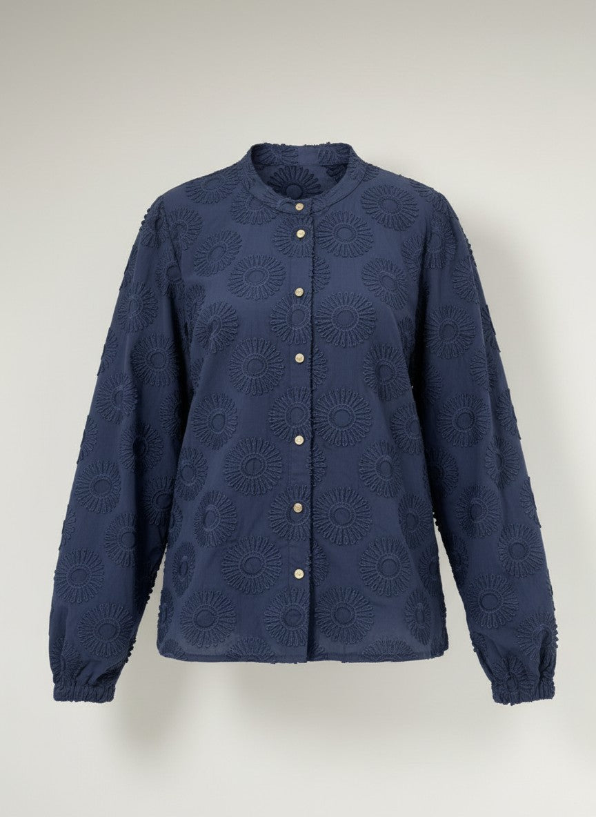 Blouse Job LS Sunny Flower Embroidery | Navy