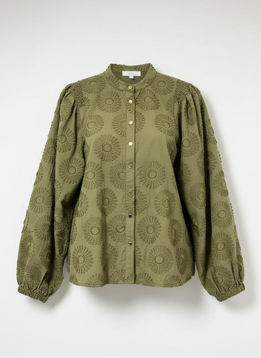 Job LS Sunny Flower Embroidery | Olive